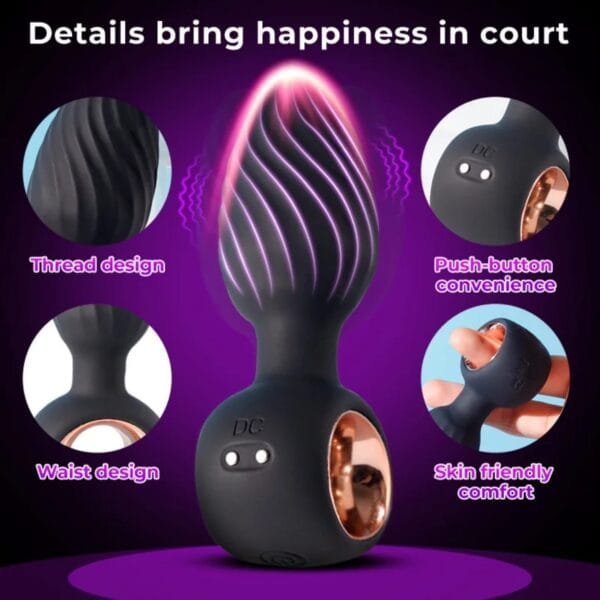 Plug Anal Vibrador Rotatorio 360° Texturizado